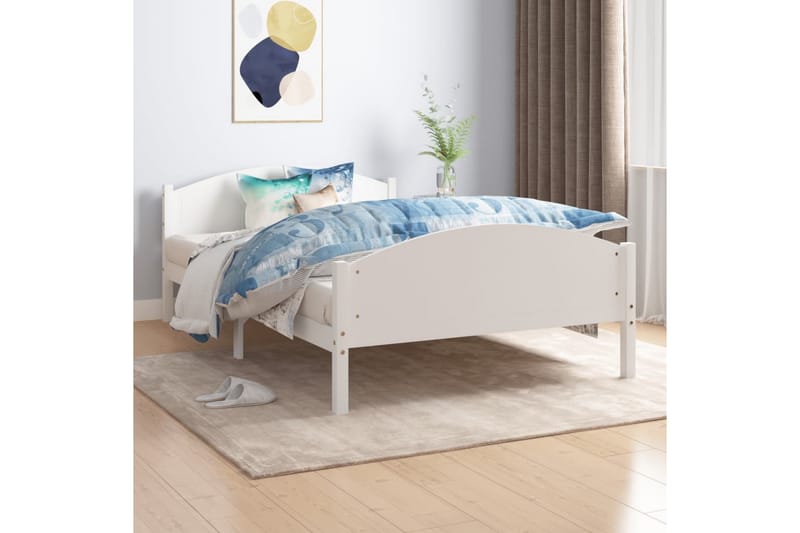 sengestel 160x200 cm massivt fyrretræ hvid - Hvid - Møbler - Senge - Sengeramme & sengestel