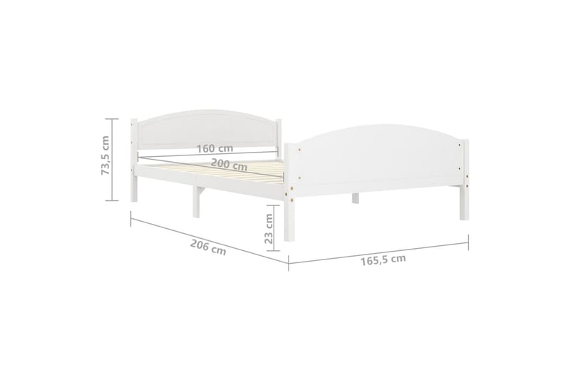 sengestel 160x200 cm massivt fyrretræ hvid - Hvid - Møbler - Senge - Sengeramme & sengestel