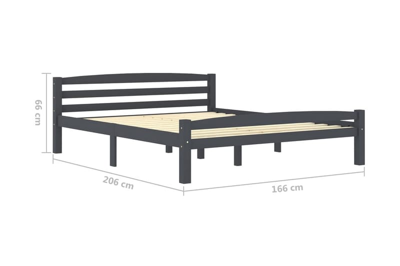 sengestel 160x200 cm massivt fyrretræ mørkegrå - Grå - Møbler - Senge - Sengeramme & sengestel