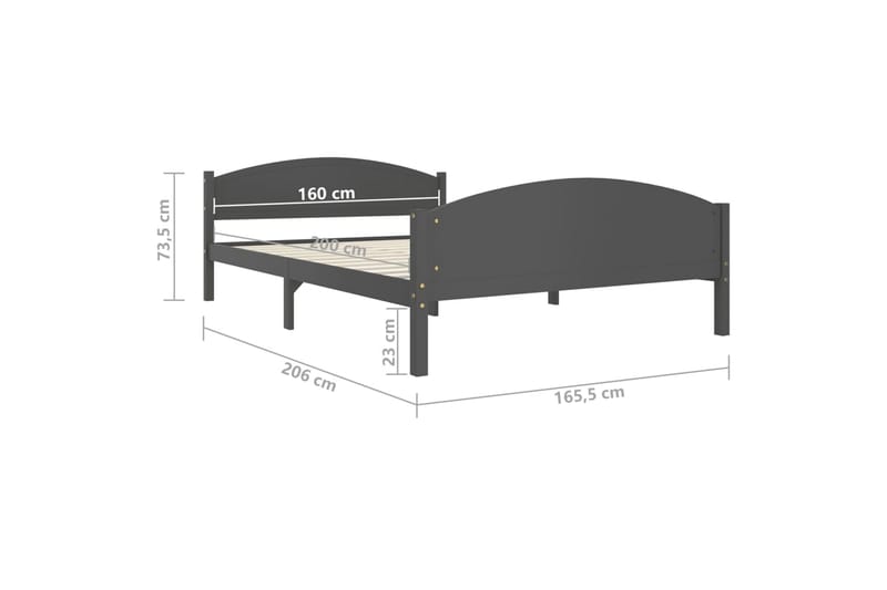 sengestel 160x200 cm massivt fyrretræ mørkegrå - Grå - Sengeramme & sengestel