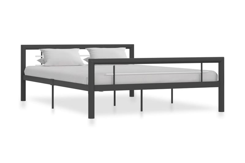 Sengestel 160x200 cm Metal Grå Og Hvid - Grå - Møbler - Senge - Sengeramme & sengestel