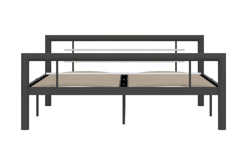 Sengestel 160x200 cm Metal Grå Og Hvid - Grå - Møbler - Senge - Sengeramme & sengestel