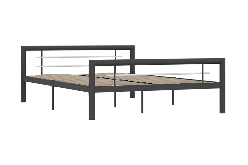 Sengestel 160x200 cm Metal Grå Og Hvid - Grå - Møbler - Senge - Sengeramme & sengestel