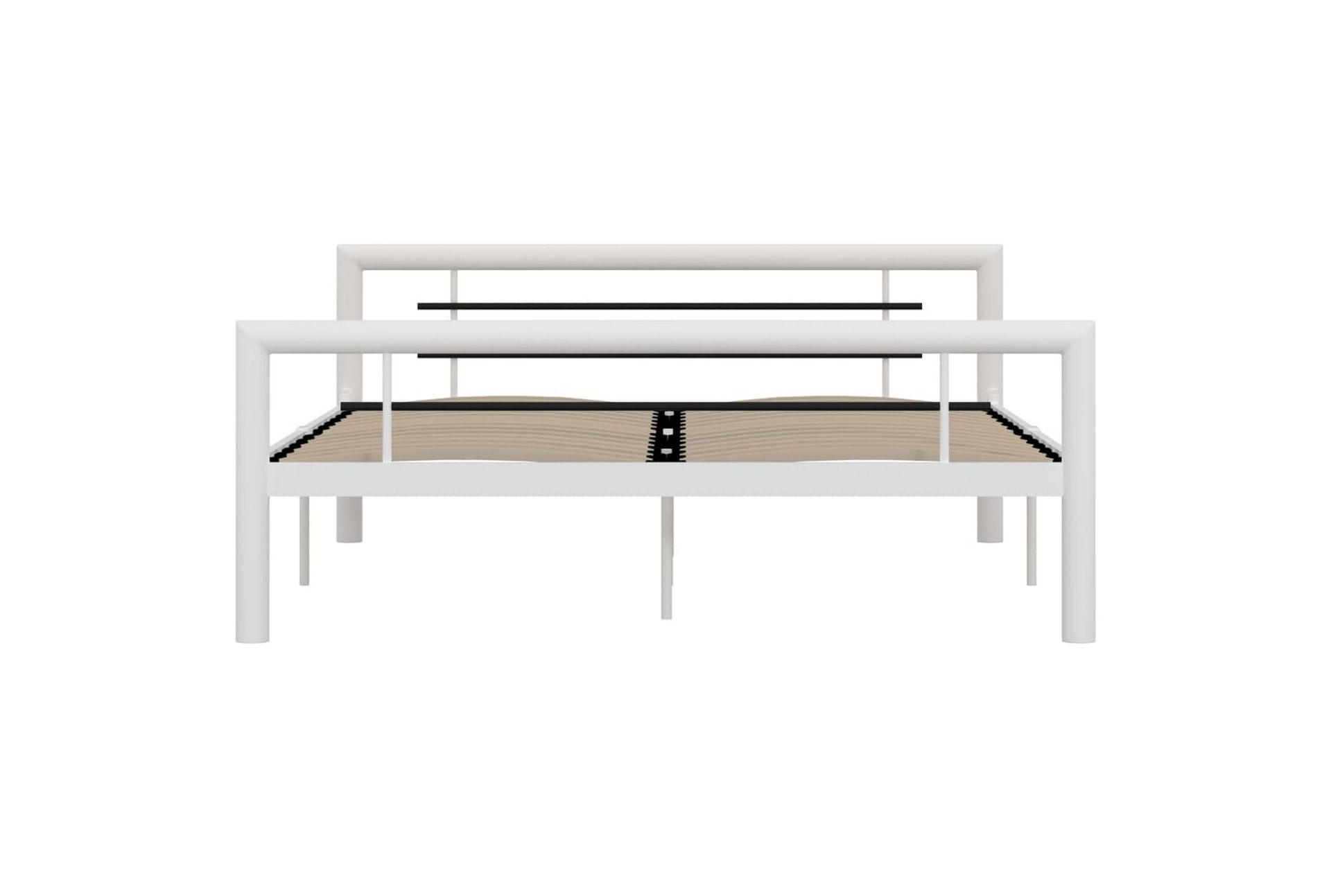 Sengestel 160x200 cm Metal Hvid Og Sort - Hvid - Møbler - Senge - Sengeramme & sengestel