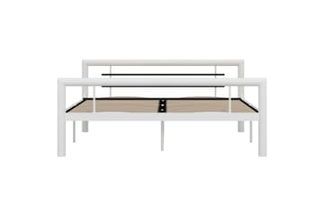 Sengestel 160x200 cm Metal Hvid Og Sort - Hvid - Møbler - Senge - Sengeramme & sengestel