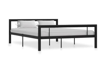 Sengestel 160x200 cm Metal Sort Og Hvid - Sort - Møbler - Senge - Sengeramme & sengestel