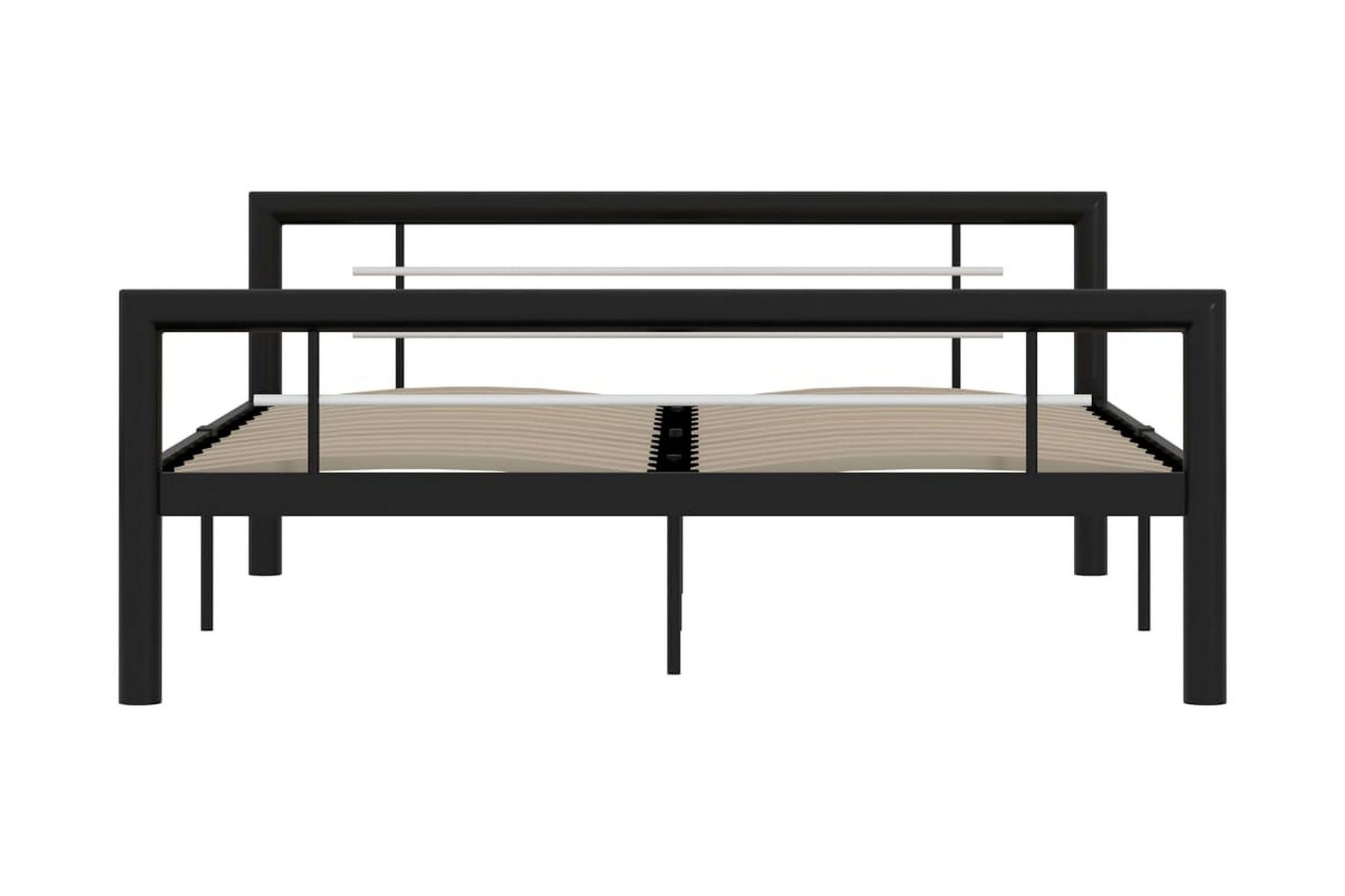 Sengestel 160x200 cm Metal Sort Og Hvid - Sort - Møbler - Senge - Sengeramme & sengestel