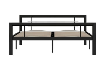 Sengestel 160x200 cm Metal Sort Og Hvid - Sort - Møbler - Senge - Sengeramme & sengestel