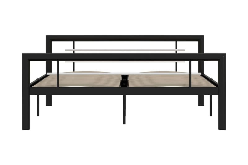 Sengestel 160x200 cm Metal Sort Og Hvid - Sort - Møbler - Senge - Sengeramme & sengestel