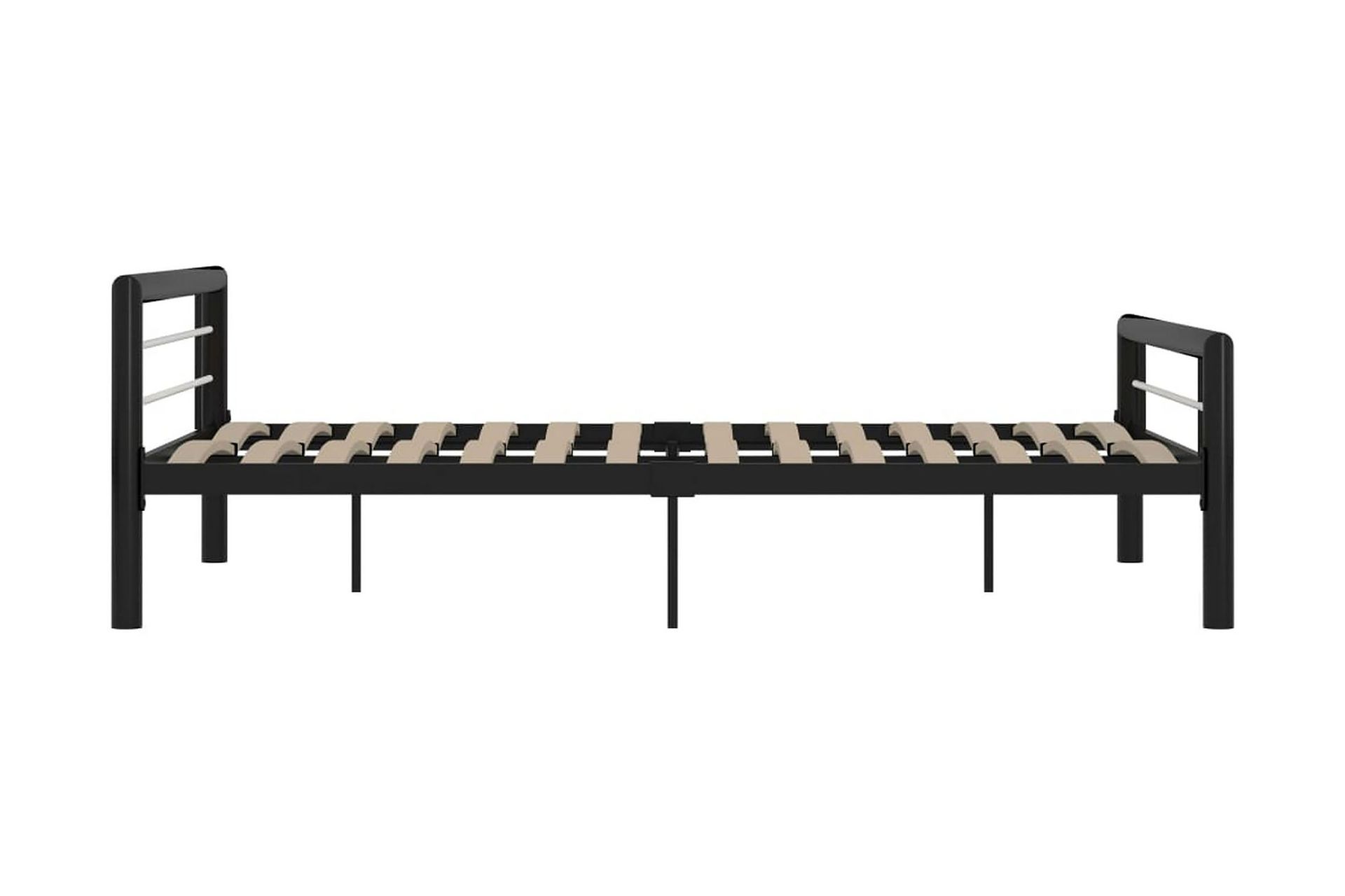 Sengestel 160x200 cm Metal Sort Og Hvid - Sort - Møbler - Senge - Sengeramme & sengestel