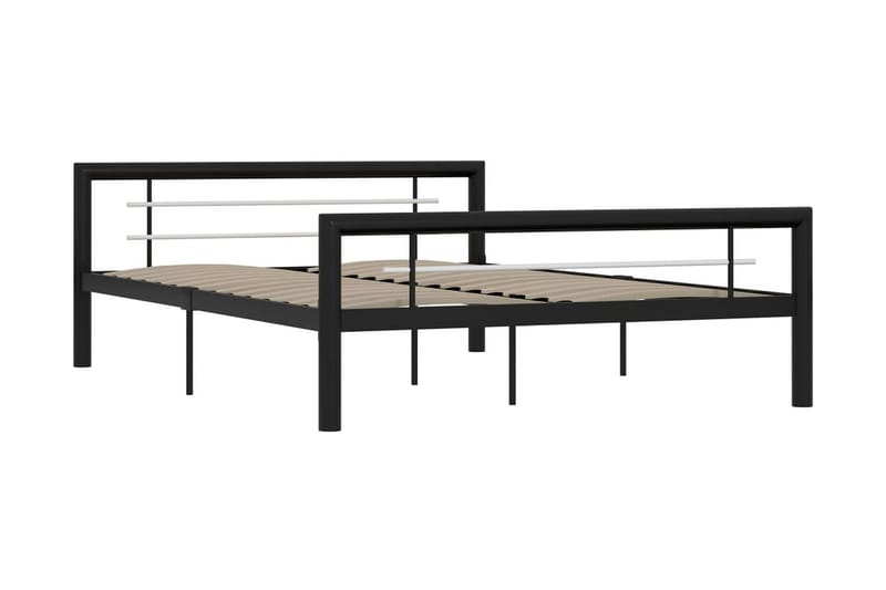 Sengestel 160x200 cm Metal Sort Og Hvid - Sort - Møbler - Senge - Sengeramme & sengestel
