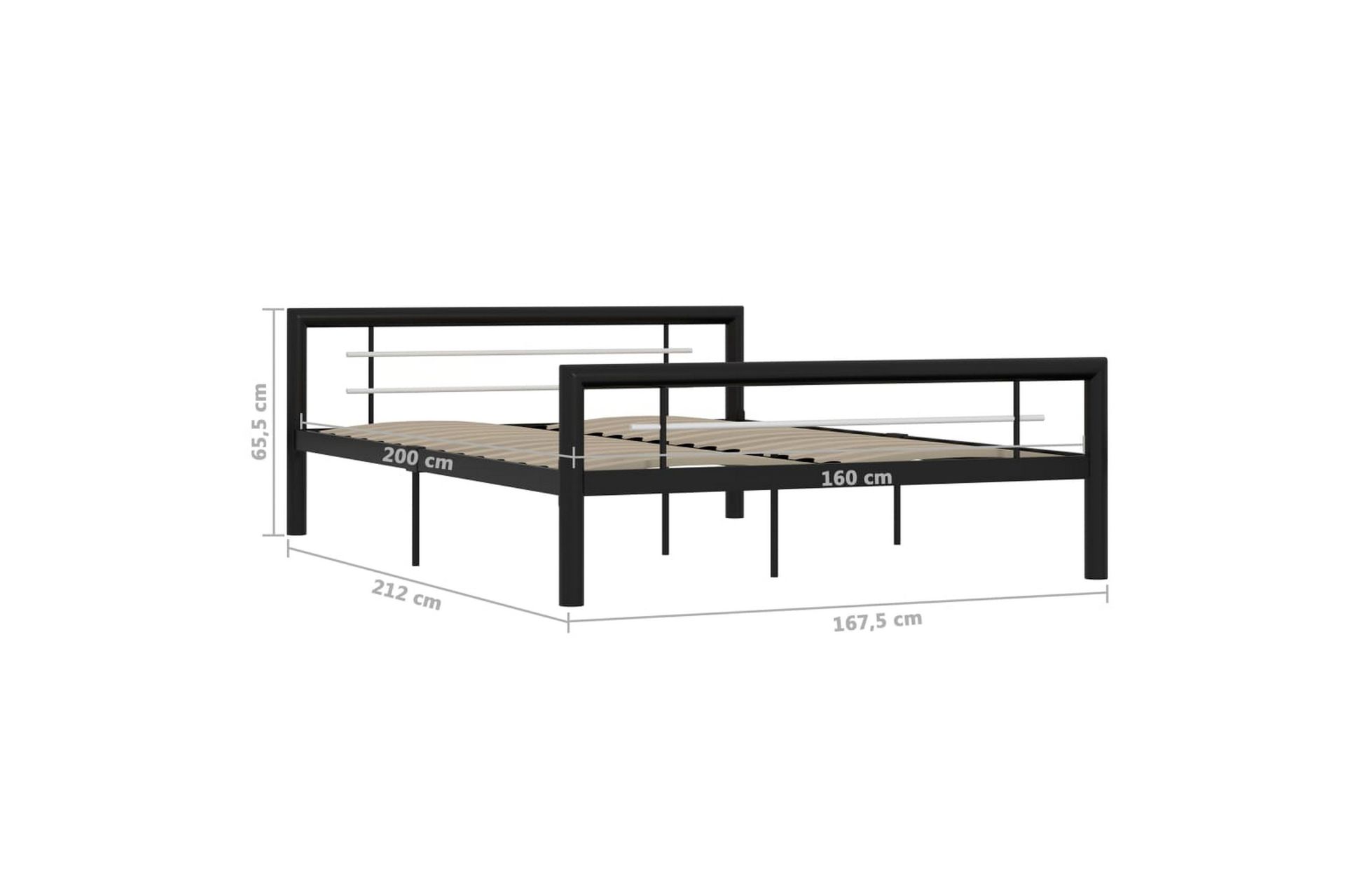 Sengestel 160x200 cm Metal Sort Og Hvid - Sort - Møbler - Senge - Sengeramme & sengestel