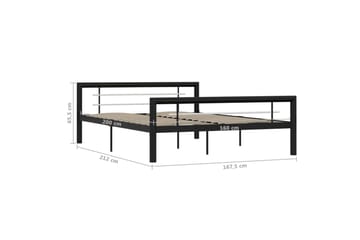 Sengestel 160x200 cm Metal Sort Og Hvid - Sort - Møbler - Senge - Sengeramme & sengestel