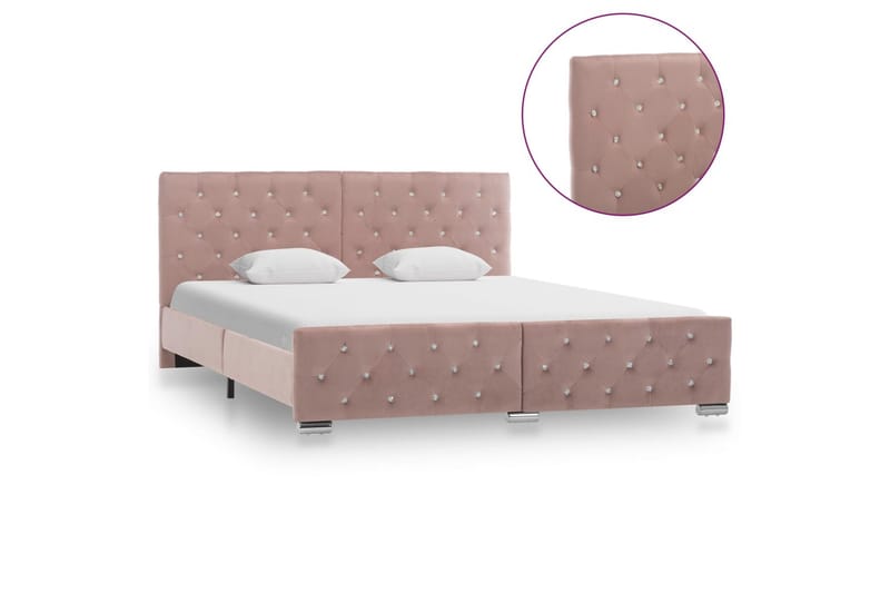 Sengestel 160x200 cm Stof Pink - Lyserød - Møbler - Senge - Sengeramme & sengestel