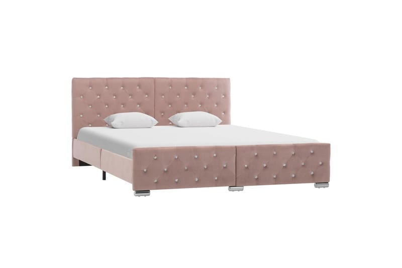 Sengestel 160x200 cm Stof Pink - Lyserød - Møbler - Senge - Sengeramme & sengestel