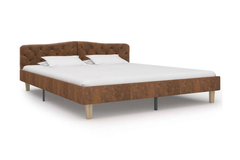 Sengestel 180 X 200 Cm Brun Imiteret Ruskind - Brun - Møbler - Senge - Sengeramme & sengestel