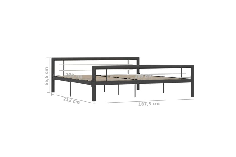 Sengestel 180x200 cm Metal Grå Og Hvid - Grå - Møbler - Senge - Sengeramme & sengestel