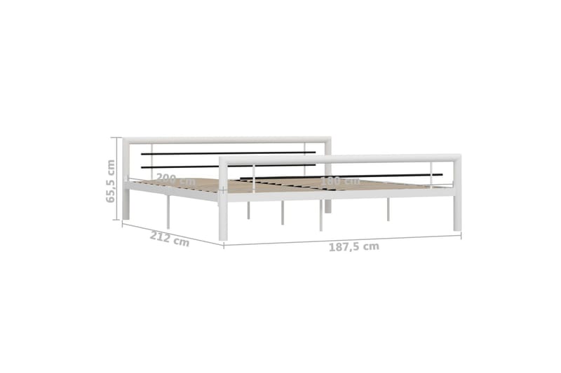 Sengestel 180x200 cm Metal Hvid Og Sort - Hvid - Møbler - Senge - Sengeramme & sengestel