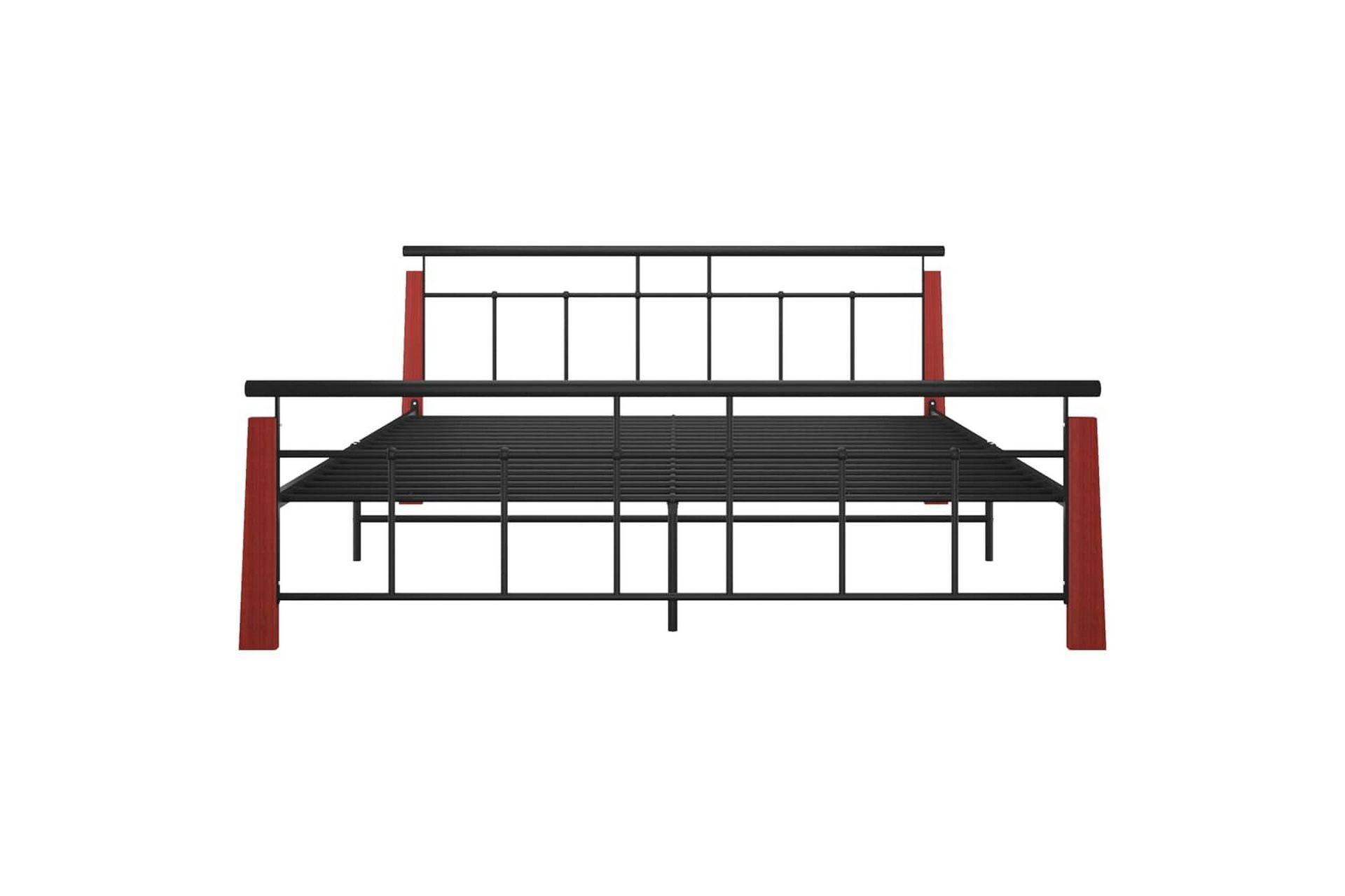 sengestel 180x200 cm metal og massivt egetræ - Sort - Møbler - Senge - Sengeramme & sengestel