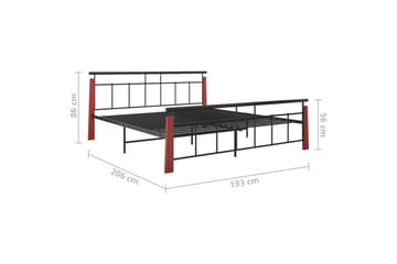 sengestel 180x200 cm metal og massivt egetræ - Sort - Møbler - Senge - Sengeramme & sengestel