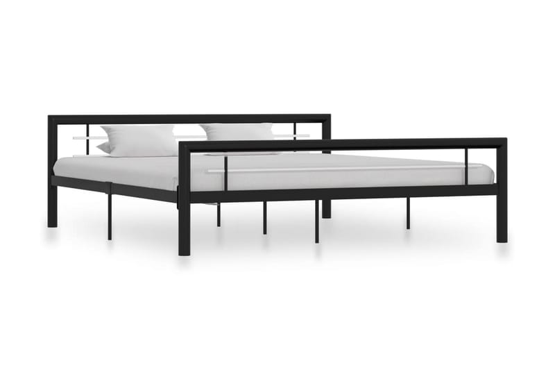 Sengestel 180x200 cm Metal Sort Og Hvid - Sort - Møbler - Senge - Sengeramme & sengestel