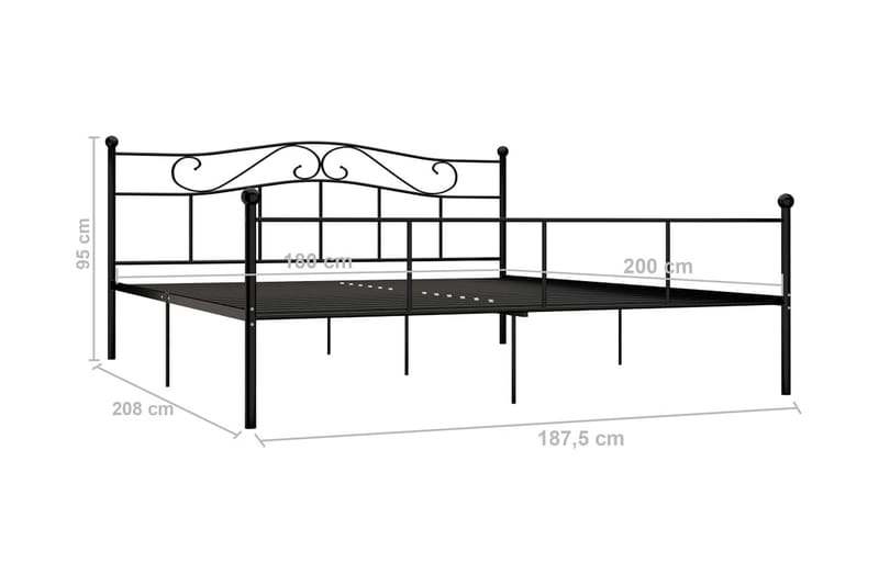 Sengestel 180x200 cm Metal Sort - Sort - Sengeramme & sengestel