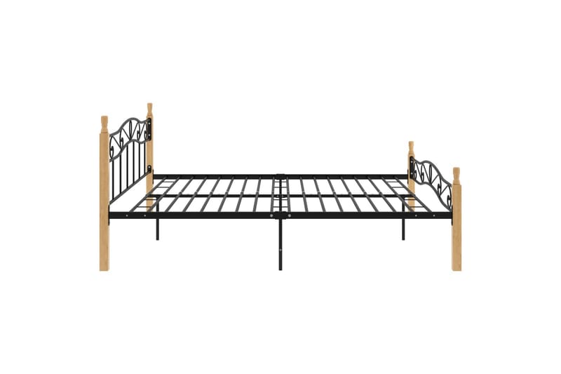 sengestel 200x200 cm massivt egetræ og metal sort - Sort - Møbler - Senge - Sengeramme & sengestel