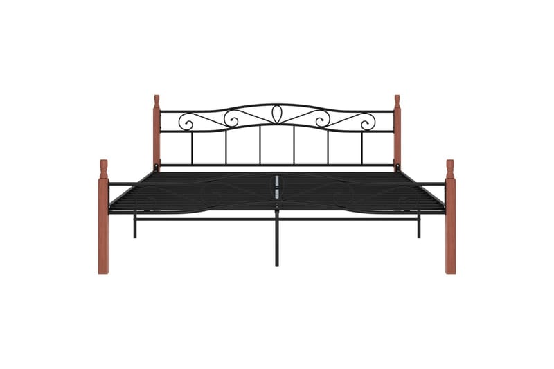 sengestel 200x200 cm massivt egetræ og metal sort - Sort - Møbler - Senge - Sengeramme & sengestel