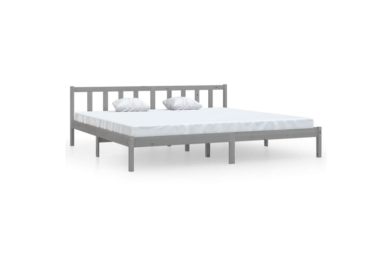 sengestel 200x200 cm massivt fyrretr�æ grå - Grå - Møbler - Senge - Sengeramme & sengestel