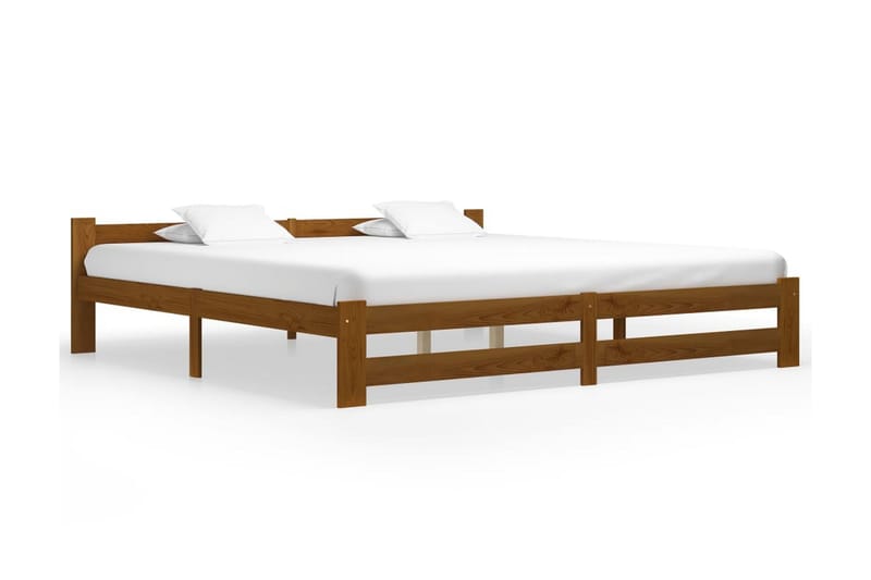 Sengestel 200x200 cm massivt Fyrretræ Honningbrun - Brun - Sengeramme & sengestel