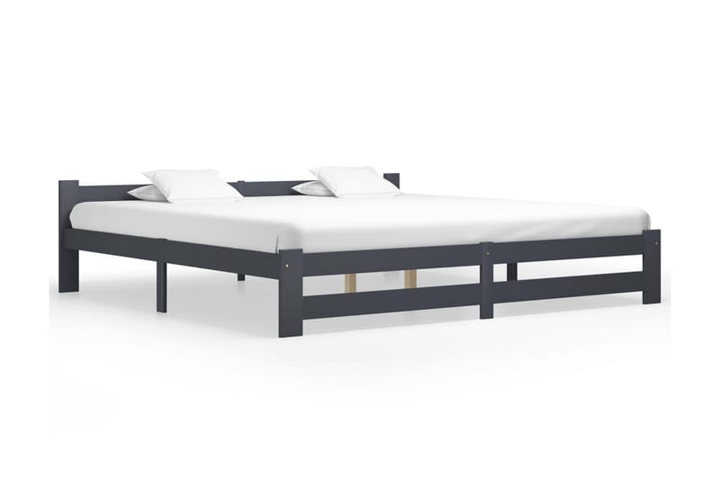 sengestel 200x200 cm massivt fyrretræ mørkegrå - Grå - Møbler - Senge - Sengeramme & sengestel
