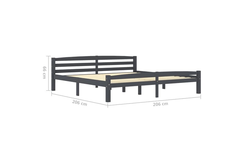 sengestel 200x200 cm massivt fyrretræ mørkegrå - Grå - Møbler - Senge - Sengeramme & sengestel