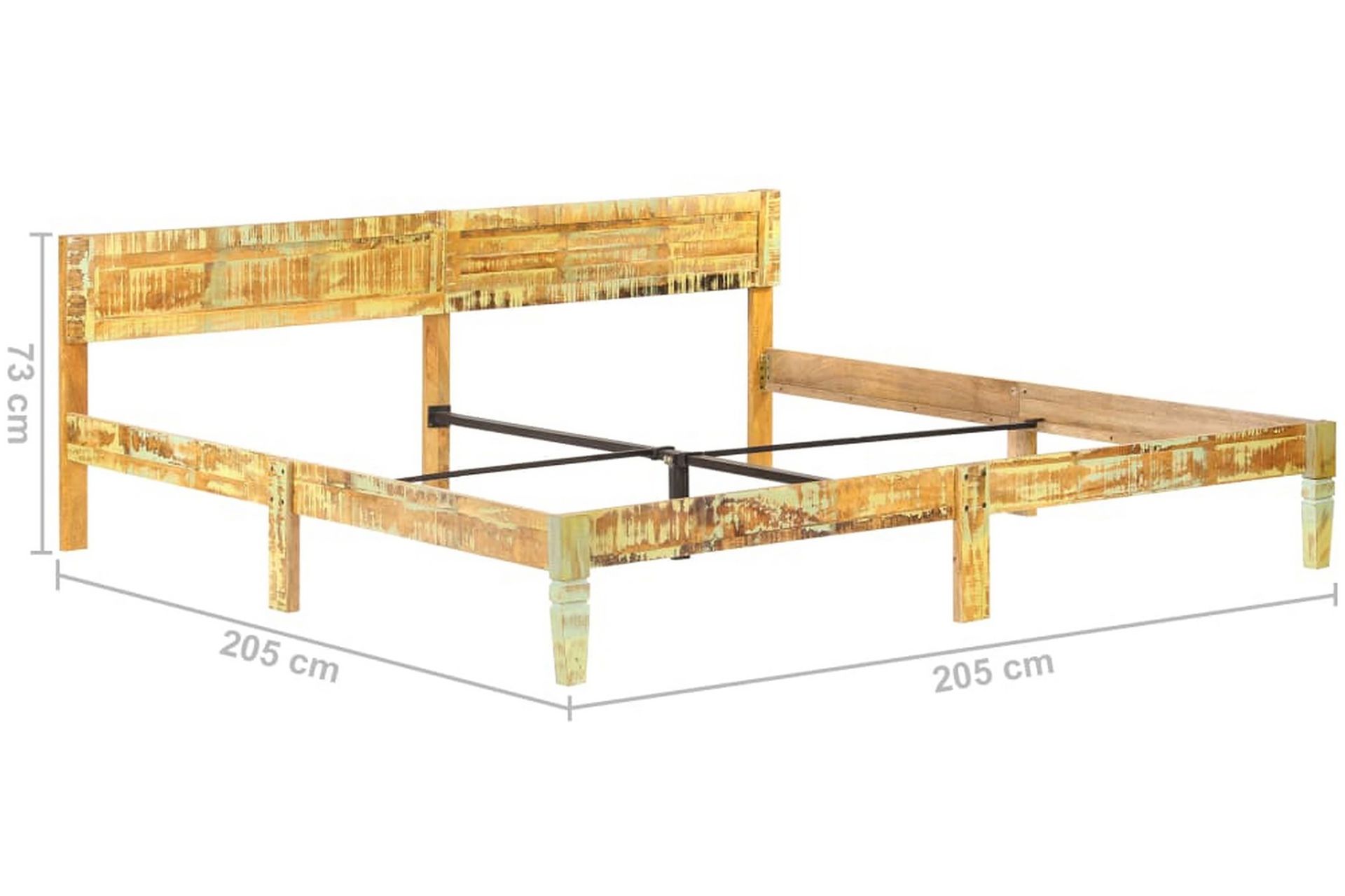 Sengestel 200X200 cm Massivt Genanvendt Træ - Brun - Møbler - Senge - Sengeramme & sengestel