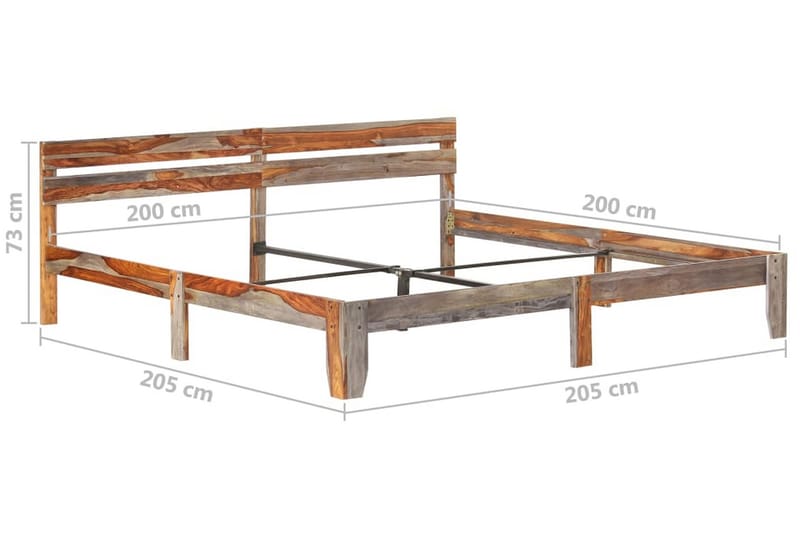 Sengestel 200x200 cm Massivt Sheeshamtræ - Møbler - Senge - Sengeramme & sengestel