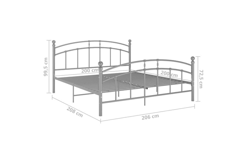 sengestel 200x200 cm metal grå - Grå - Sengeramme & sengestel