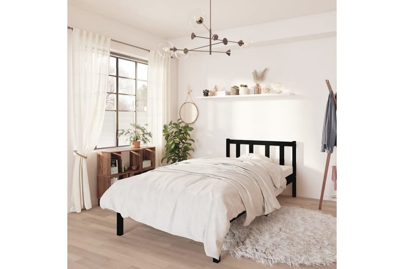 sengestel 75x190 cm UK Small Single massivt fyrretræ sort - Sort - Møbler - Senge - Sengeramme & sengestel