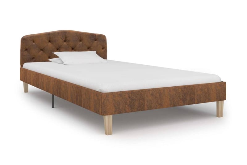 Sengestel 90 X 200 Cm Brun Imiteret Ruskind - Brun - Møbler - Senge - Sengeramme & sengestel