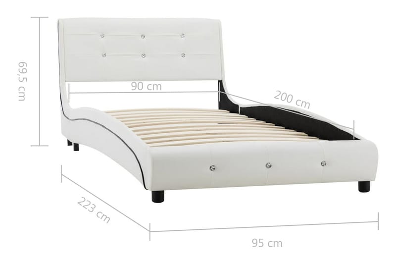Sengestel 90 X 200 Cm Hvid Kunstlæder - Hvid - Møbler - Senge - Sengeramme & sengestel
