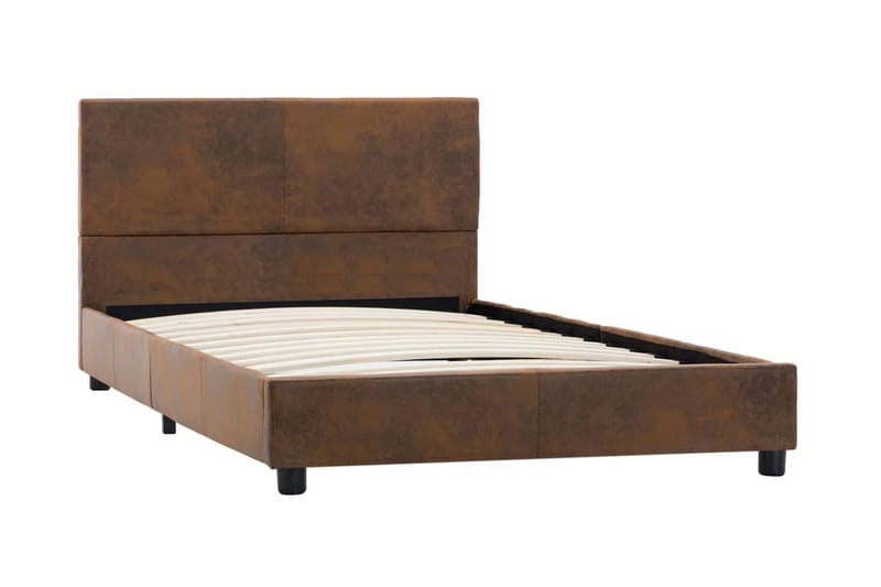 sengestel 90 x 200 cm imiteret ruskind brun - Møbler - Senge - Sengeramme & sengestel