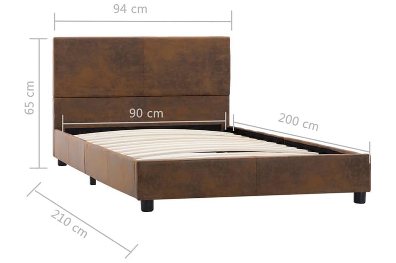 sengestel 90 x 200 cm imiteret ruskind brun - Sengeramme & sengestel