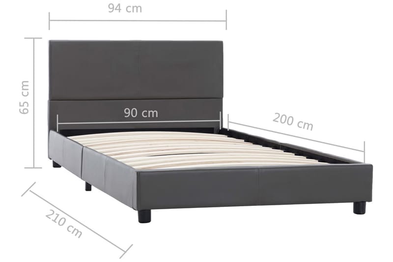 sengestel 90 x 200 cm kunstlæder grå - Møbler - Senge - Sengeramme & sengestel