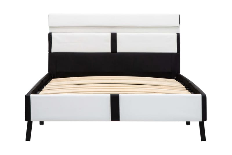 Sengestel 90 x 200 cm kunstlæder hvid og sort - Hvid - Møbler - Senge - Sengeramme & sengestel