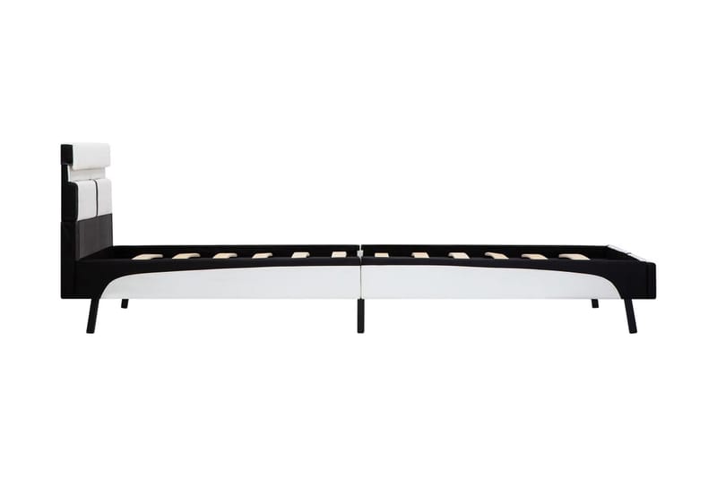 Sengestel 90 x 200 cm kunstlæder hvid og sort - Hvid - Møbler - Senge - Sengeramme & sengestel
