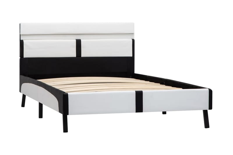 Sengestel 90 x 200 cm kunstlæder hvid og sort - Hvid - Møbler - Senge - Sengeramme & sengestel