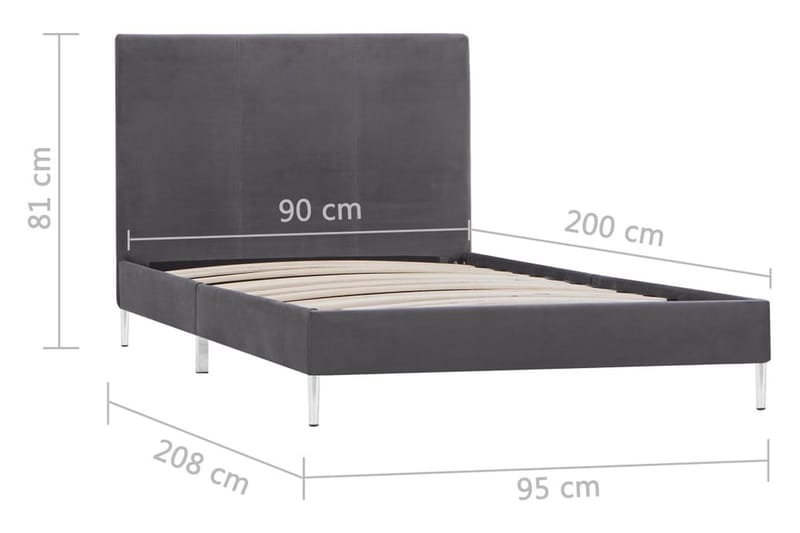 Sengestel 90 X 200 Cm Stof Grå - Grå - Møbler - Senge - Sengeramme & sengestel