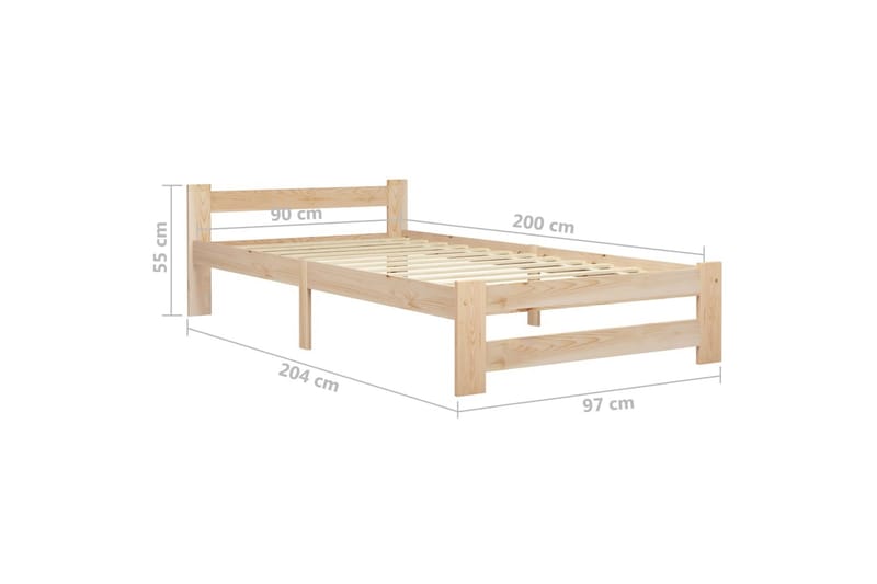 sengestel 90x200 cm massivt fyrretræ - Brun - Sengeramme & sengestel