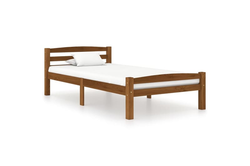 sengestel 90x200 cm massivt fyrretræ gyldenbrun - Brun - Sengeramme & sengestel