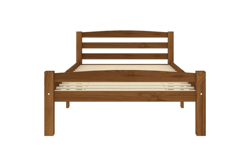 sengestel 90x200 cm massivt fyrretræ gyldenbrun - Brun - Sengeramme & sengestel