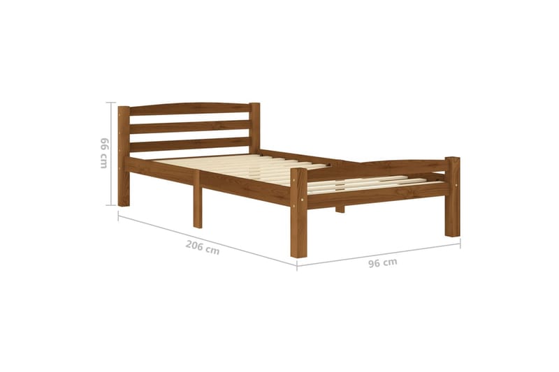 sengestel 90x200 cm massivt fyrretræ gyldenbrun - Brun - Møbler - Senge - Sengeramme & sengestel