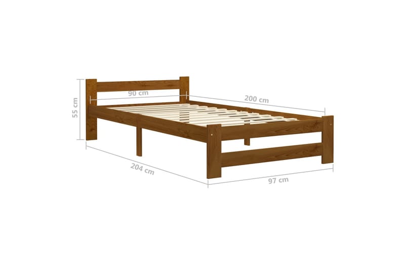 sengestel 90x200 cm massivt fyrretræ honningbrun - Brun - Sengeramme & sengestel